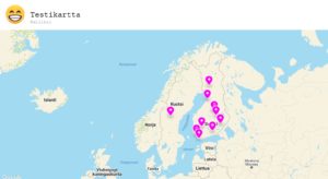 Kartta, johon osallistujat voivat merkitä sijaintinsa.